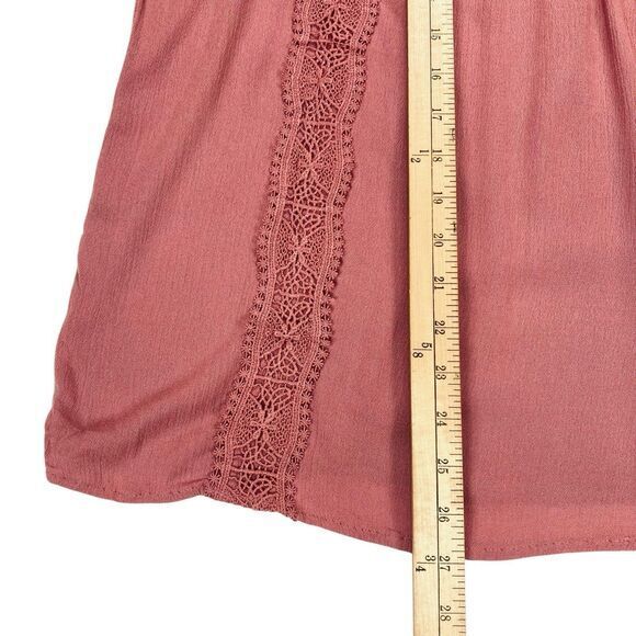 Pinky Blouse Women M Pink Lace Trim Feminine Romantic Bohemian Coastal Beach Top - Picture 13 of 15